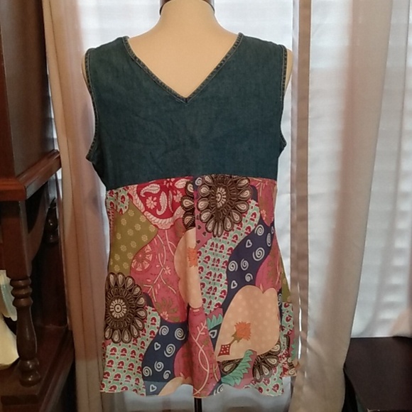 Women's denim top with sheer bottom - Picture 2 of 6